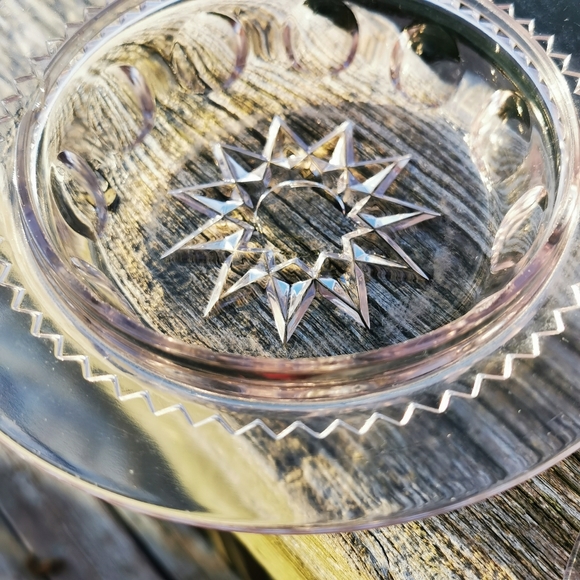 Vintage Coin Dot Cut Glass Lilac Colour Lidded Dish - Picture 6 of 16